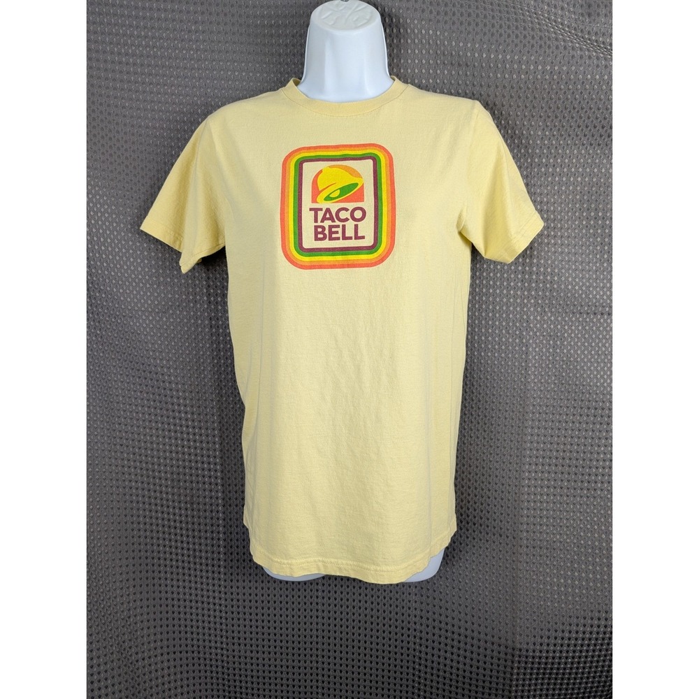 Taco Bell Retro Logo T Shirt Small Yellow Rainbow Graphic Tee Fast Food